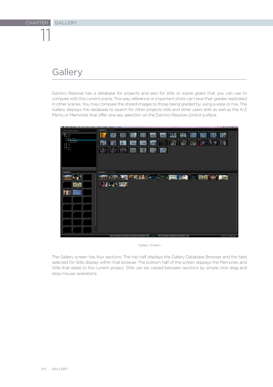 Gallery | Blackmagic Design DaVinci Resolve Advanced Panel User Manual | Page 319 / 435