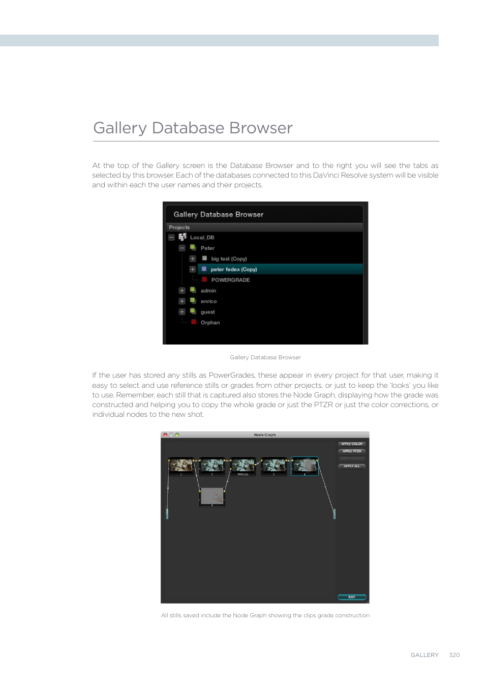 Gallery database browser | Blackmagic Design DaVinci Resolve Advanced Panel User Manual | Page 320 / 435