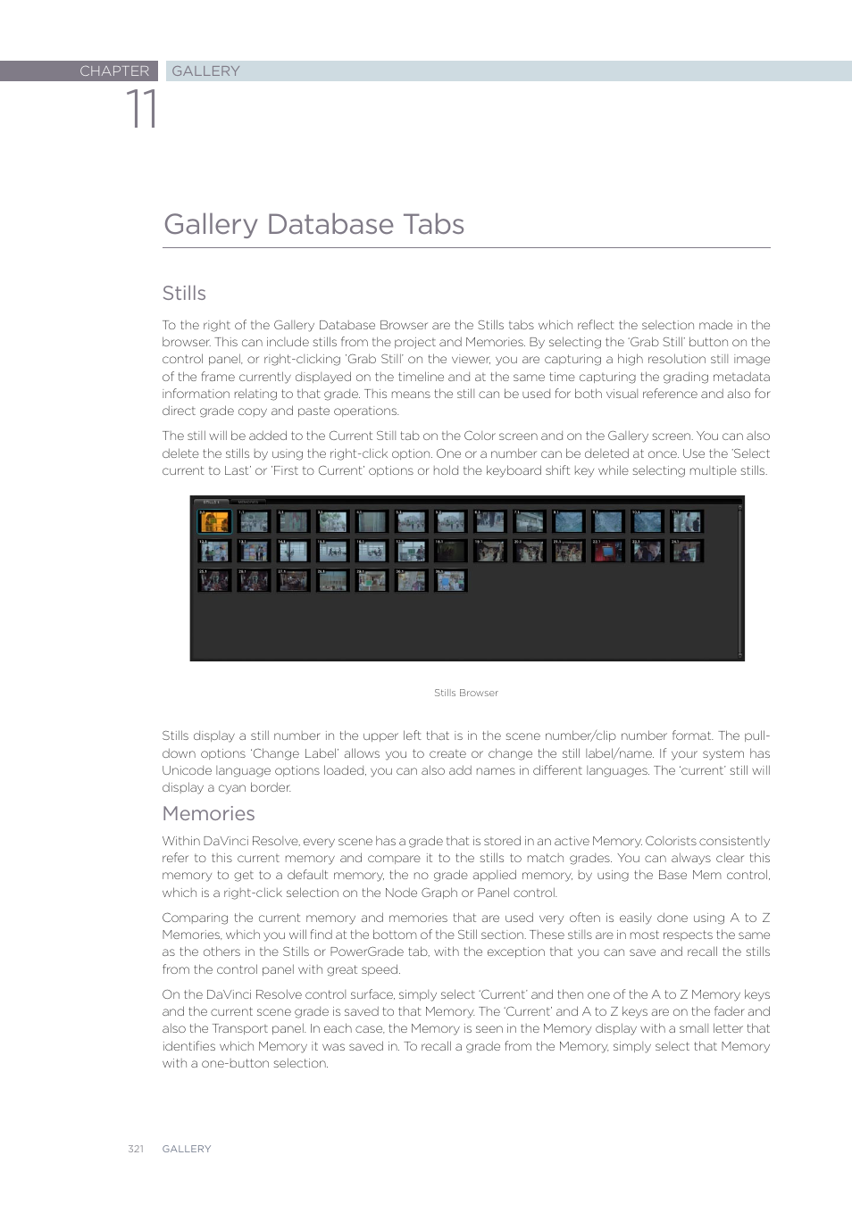 Gallery database tabs | Blackmagic Design DaVinci Resolve Advanced Panel User Manual | Page 321 / 435