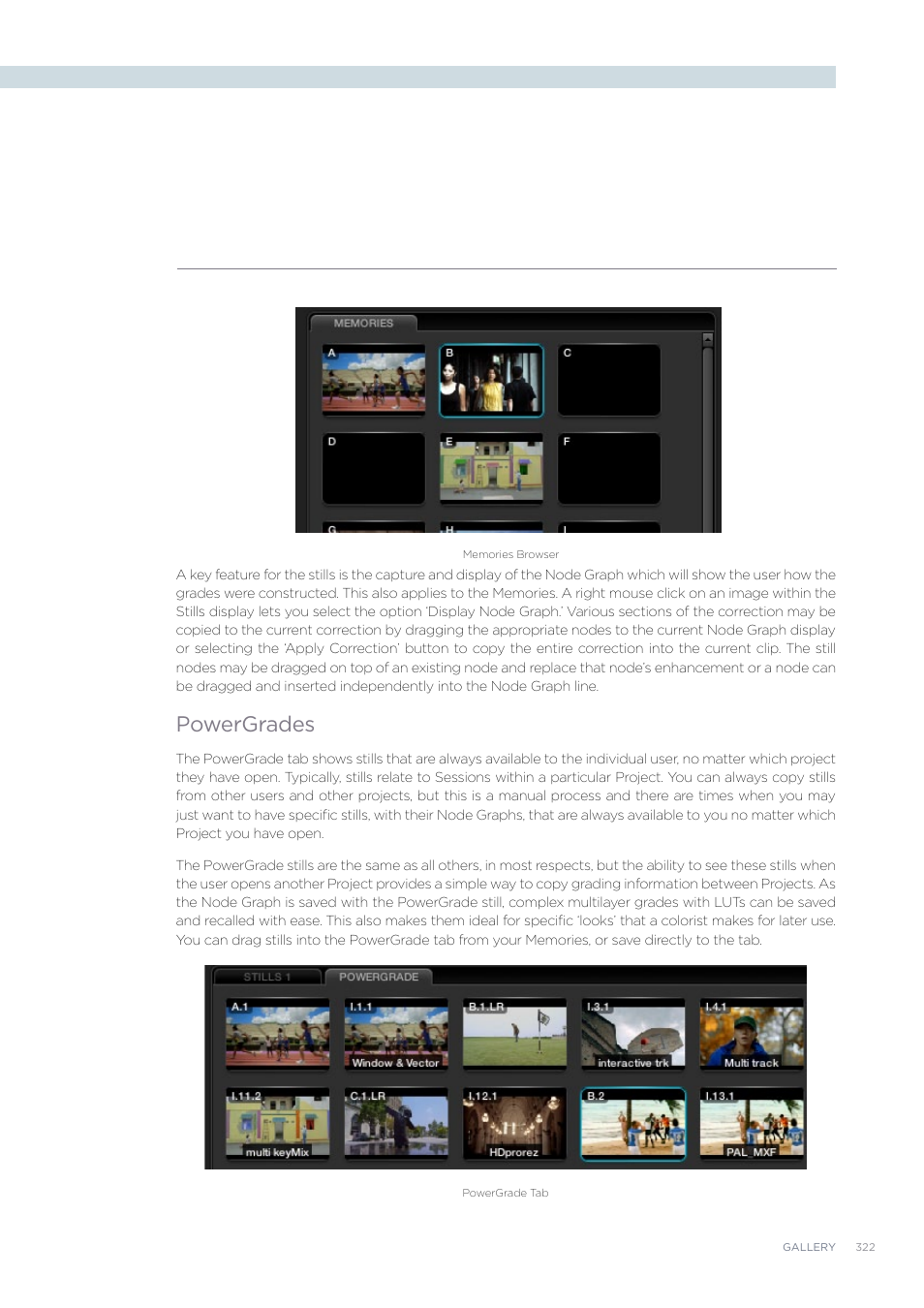 Powergrades | Blackmagic Design DaVinci Resolve Advanced Panel User Manual | Page 322 / 435