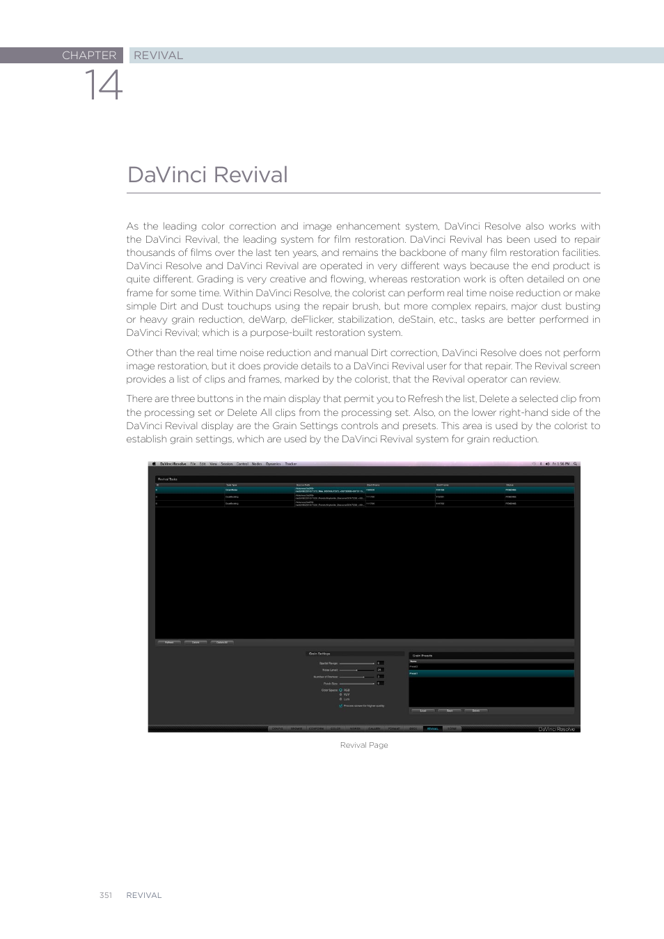 Davinci revival | Blackmagic Design DaVinci Resolve Advanced Panel User Manual | Page 351 / 435