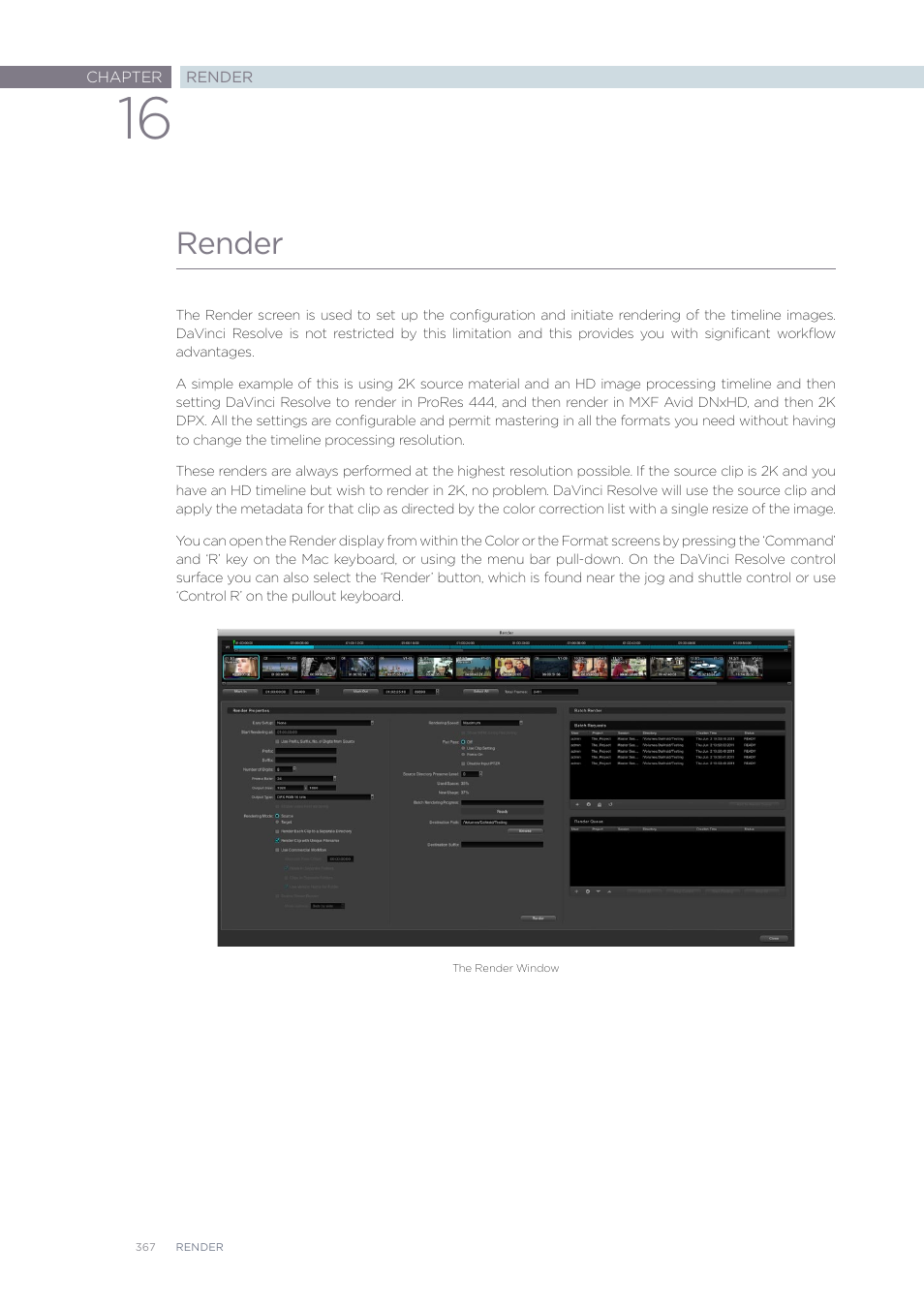 Render | Blackmagic Design DaVinci Resolve Advanced Panel User Manual | Page 367 / 435