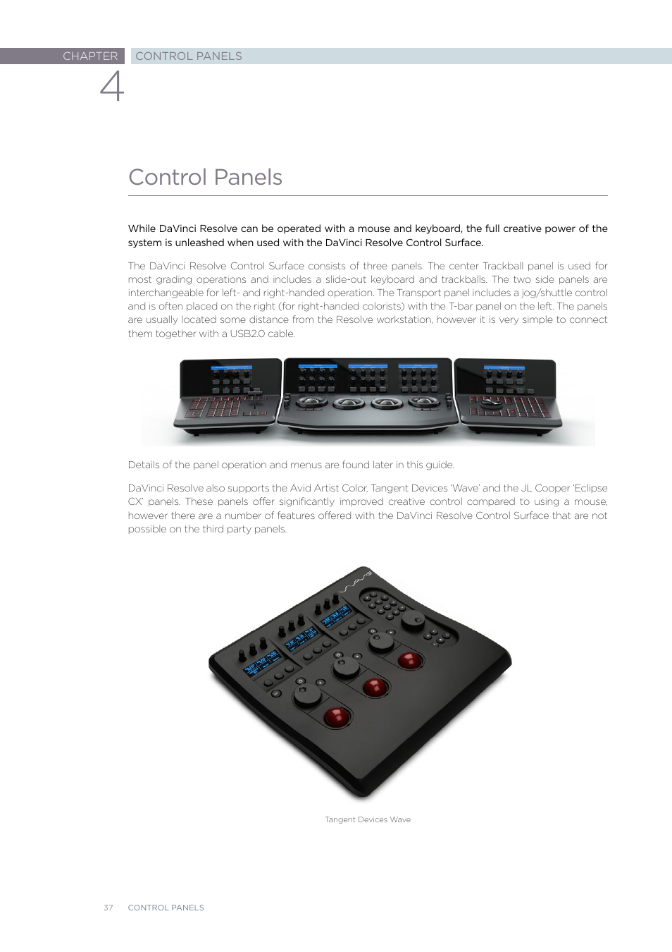Control panels | Blackmagic Design DaVinci Resolve Advanced Panel User Manual | Page 37 / 435
