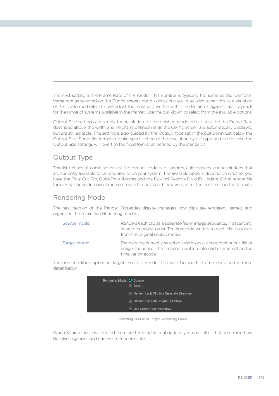 Output type, Rendering mode | Blackmagic Design DaVinci Resolve Advanced Panel User Manual | Page 372 / 435