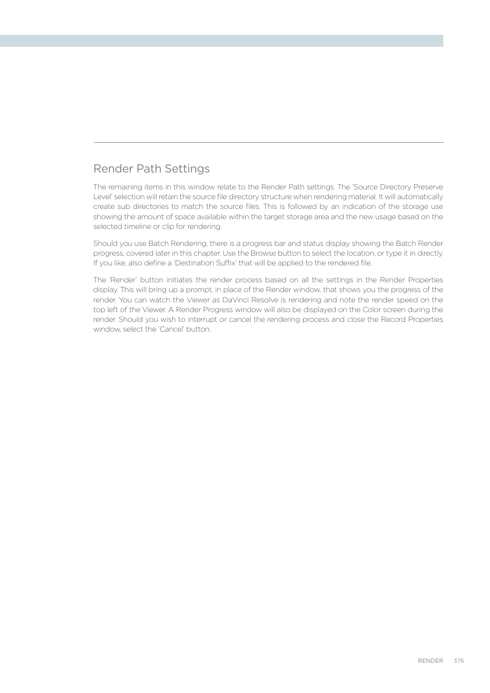 Render path settings | Blackmagic Design DaVinci Resolve Advanced Panel User Manual | Page 376 / 435