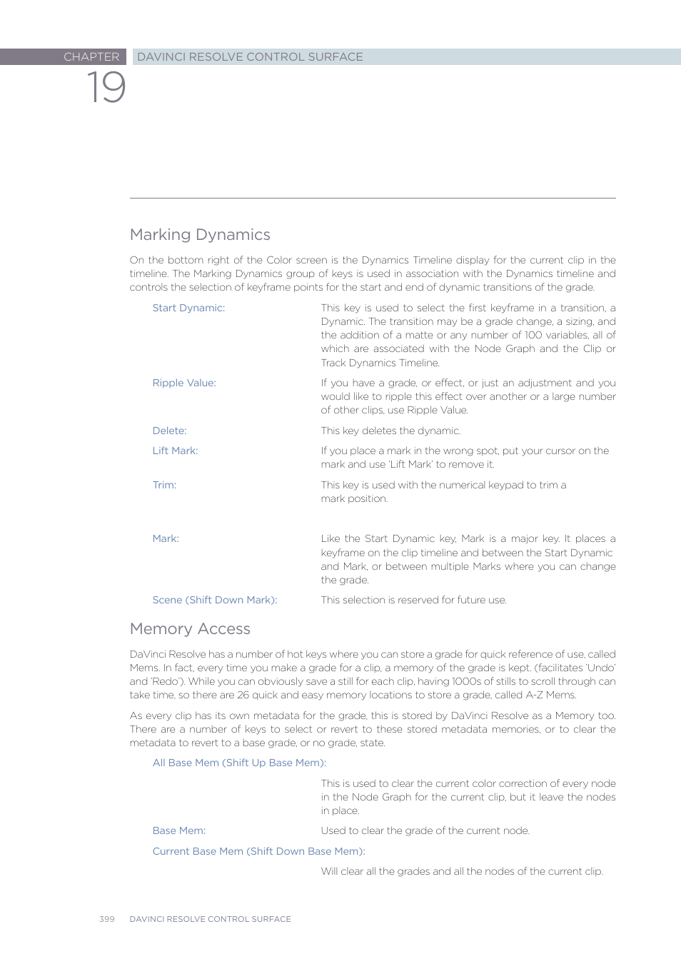 Marking dynamics | Blackmagic Design DaVinci Resolve Advanced Panel User Manual | Page 399 / 435