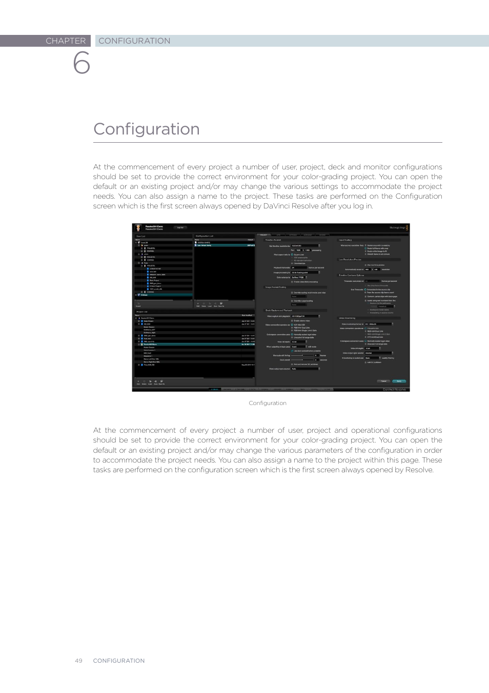 Configuration | Blackmagic Design DaVinci Resolve Advanced Panel User Manual | Page 49 / 435