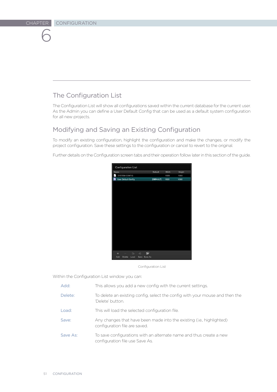 The configuration list, Modifying and saving an existing configuration | Blackmagic Design DaVinci Resolve Advanced Panel User Manual | Page 51 / 435