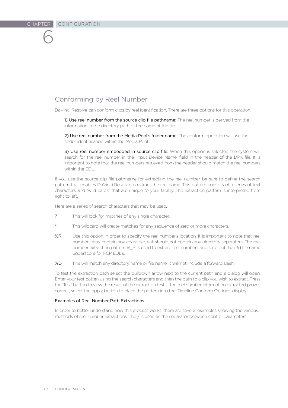 Conforming by reel number | Blackmagic Design DaVinci Resolve Advanced Panel User Manual | Page 63 / 435