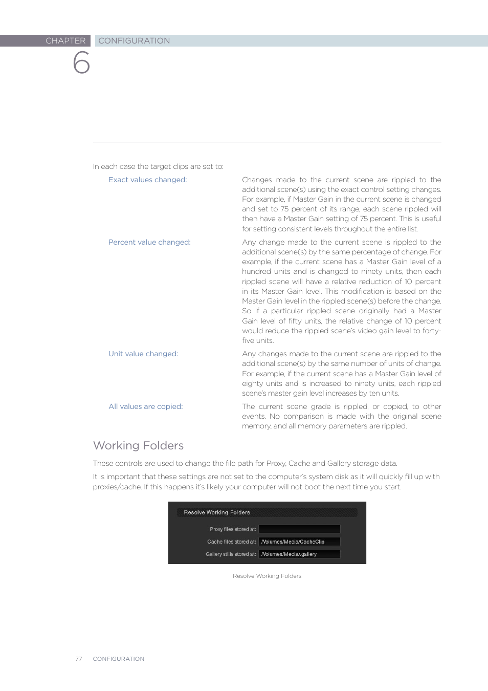 Working folders | Blackmagic Design DaVinci Resolve Advanced Panel User Manual | Page 77 / 435