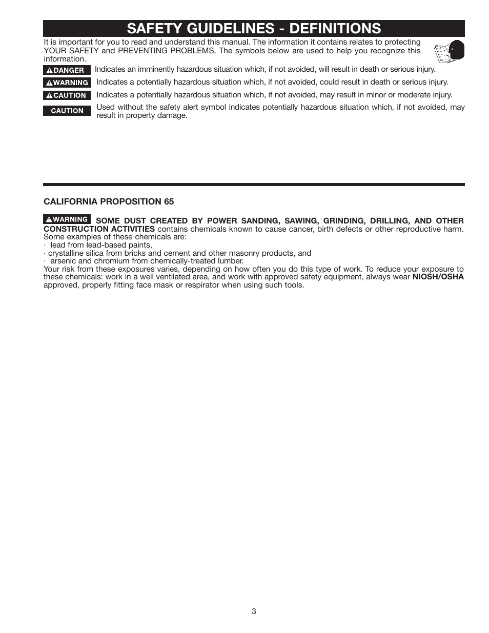 Safety guidelines - definitions | Delta 36-953 User Manual | Page 3 / 32