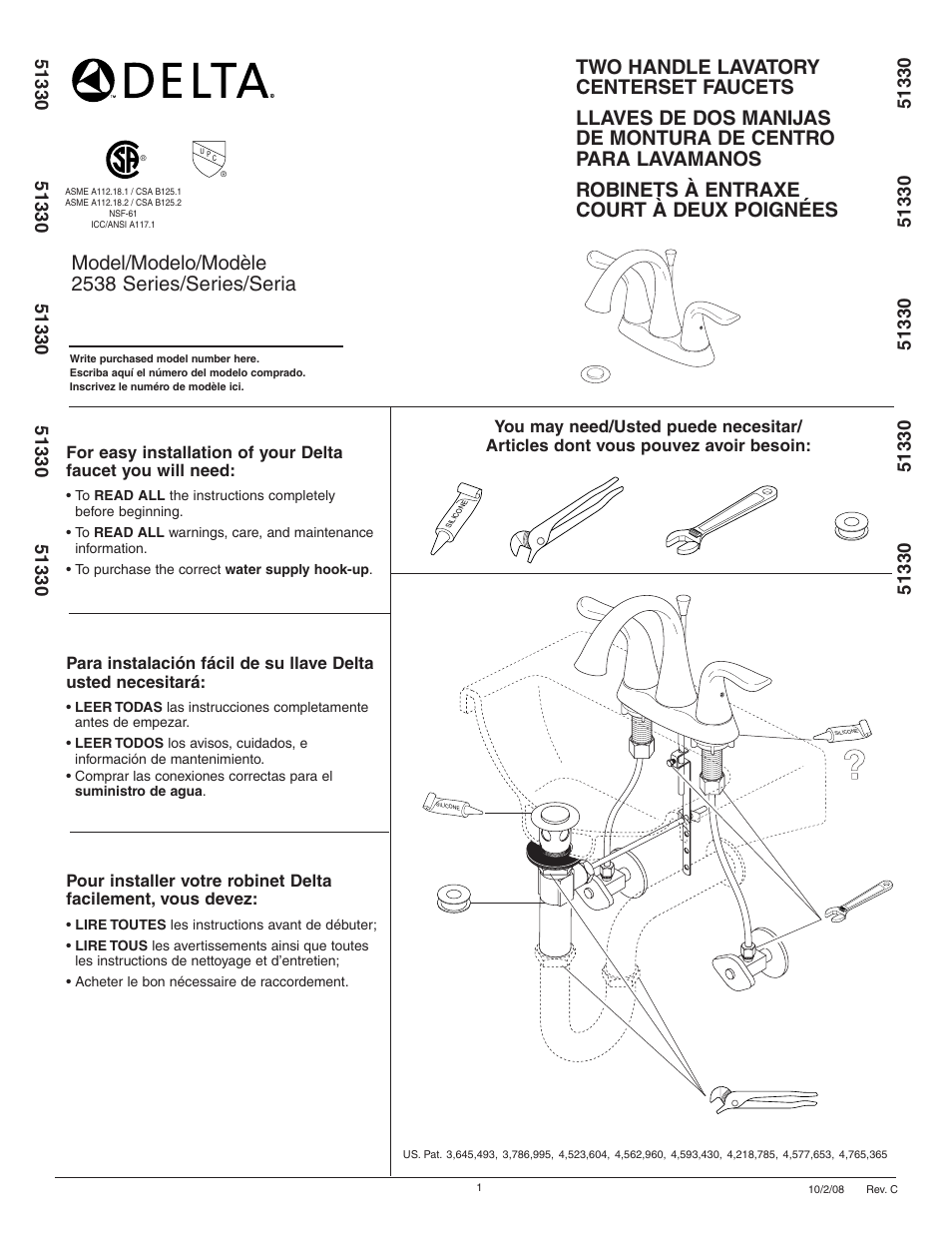 Delta 2538 User Manual | 8 pages