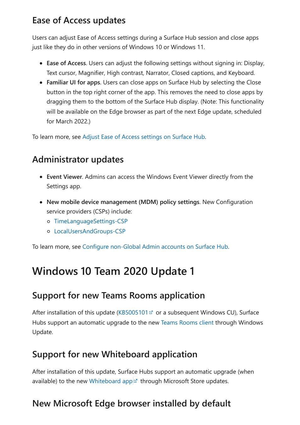 Ease of access updates administrator updates | Microsoft Surface Hub 2 SmCamera User Manual | Page 204 / 572