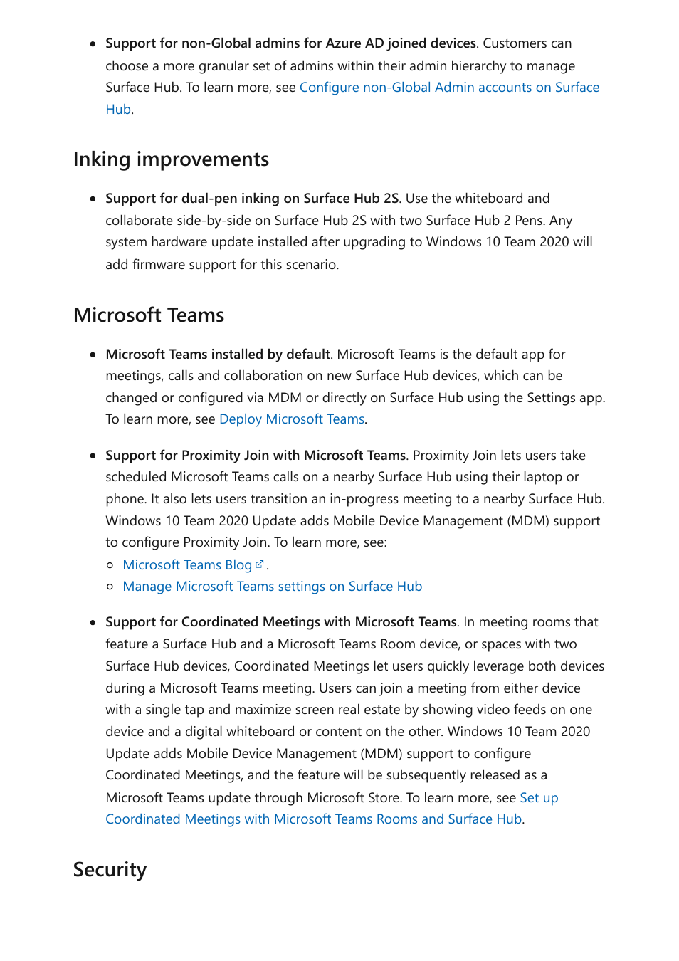 Inking improvements microsoft teams security | Microsoft Surface Hub 2 SmCamera User Manual | Page 206 / 572