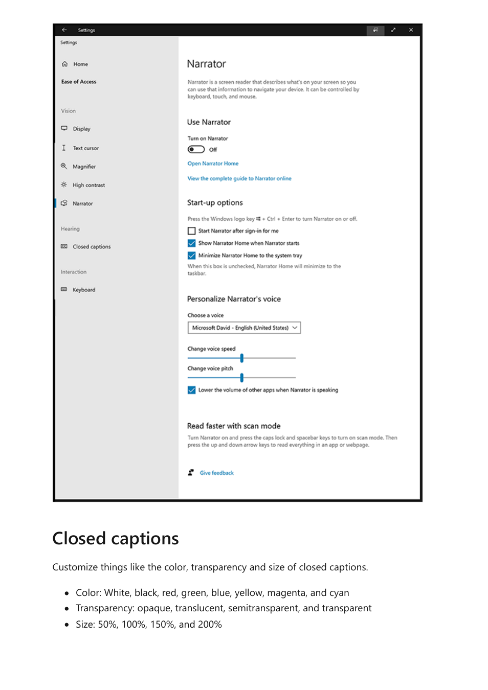 Closed captions | Microsoft Surface Hub 2 SmCamera User Manual | Page 231 / 572