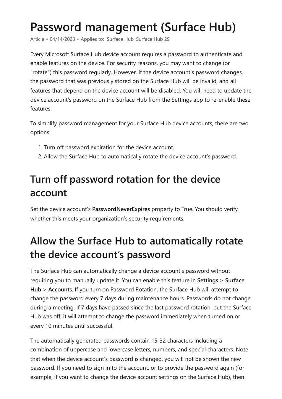 Password management, Password, Management (surface hub) | Password management (surface hub) | Microsoft Surface Hub 2 SmCamera User Manual | Page 305 / 572