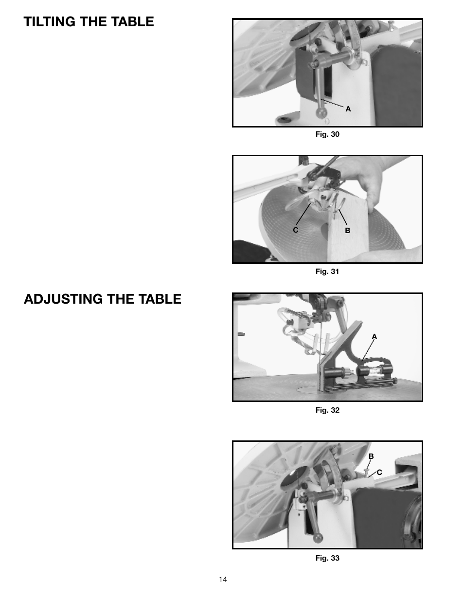 Tilting the table, Adjusting the table | Delta SM600 User Manual | Page 14 / 60