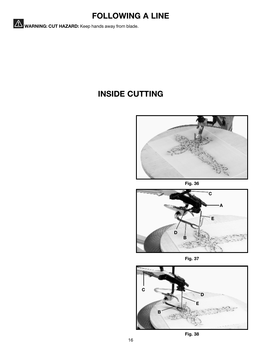 Inside cutting, Following a line | Delta SM600 User Manual | Page 16 / 60