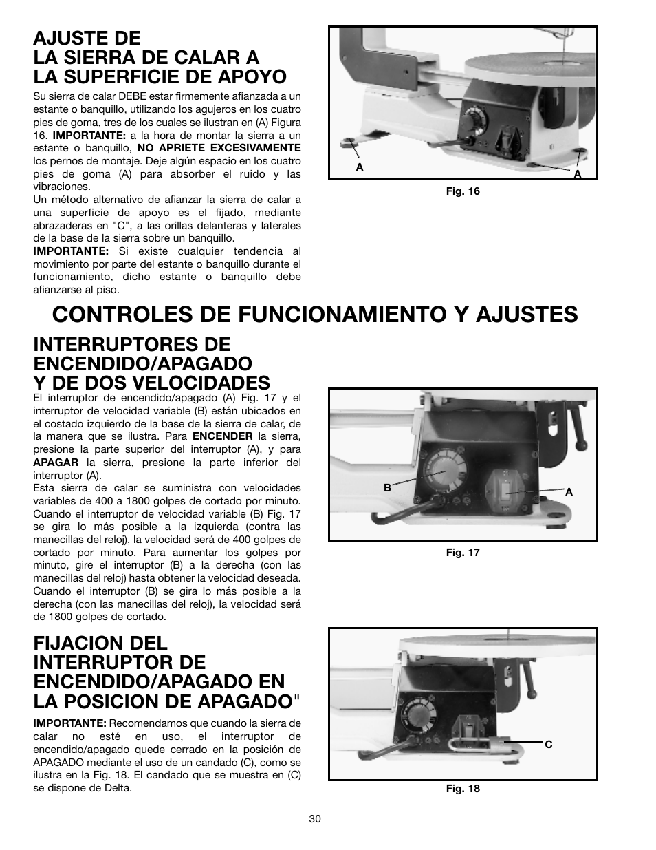 Controles de funcionamiento y ajustes | Delta SM600 User Manual | Page 30 / 60