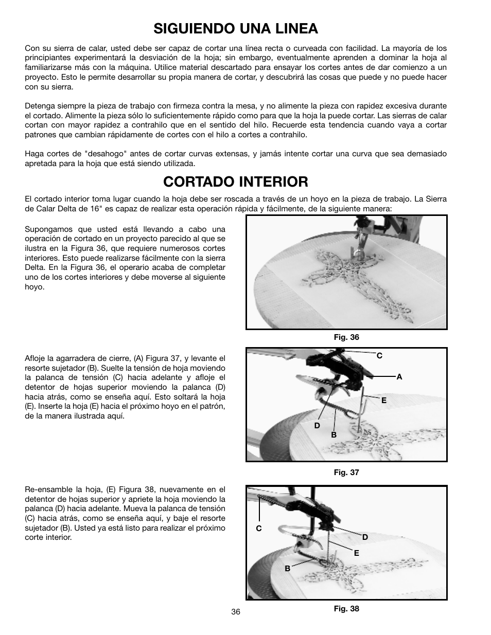 Siguiendo una linea, Cortado interior | Delta SM600 User Manual | Page 36 / 60