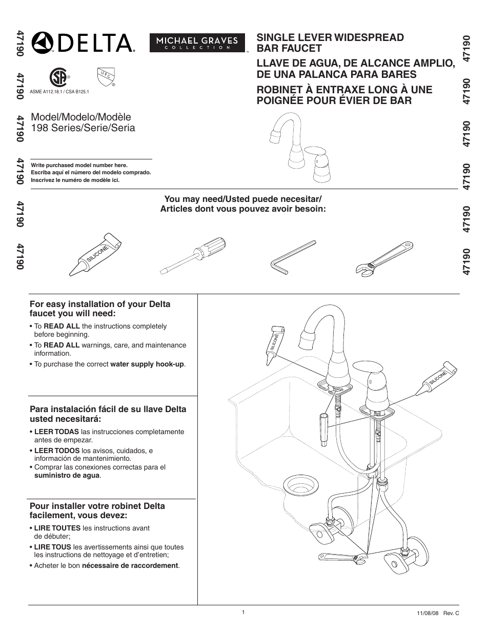 Delta 198 Series User Manual | 8 pages