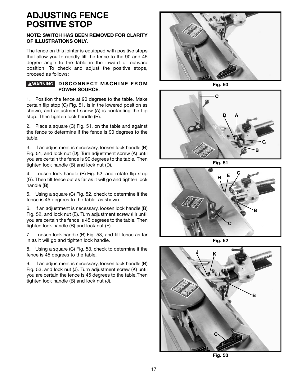 Adjusting fence positive stop | Delta 37-195 User Manual | Page 17 / 24