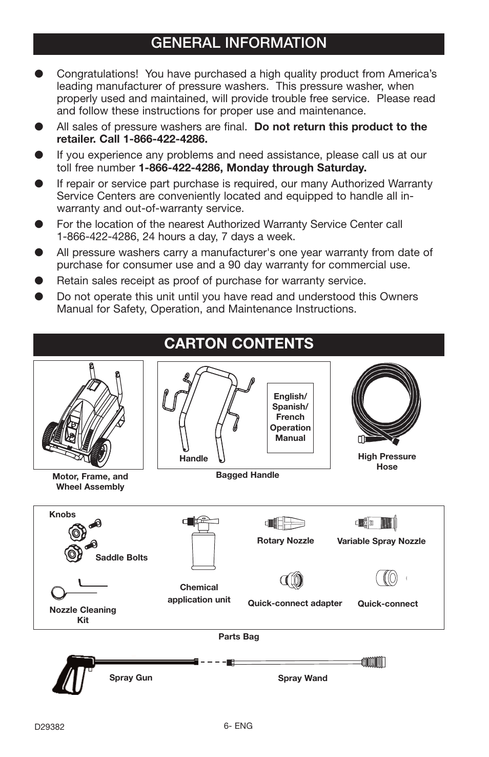 General information, Carton contents | Delta D29382 User Manual | Page 6 / 18