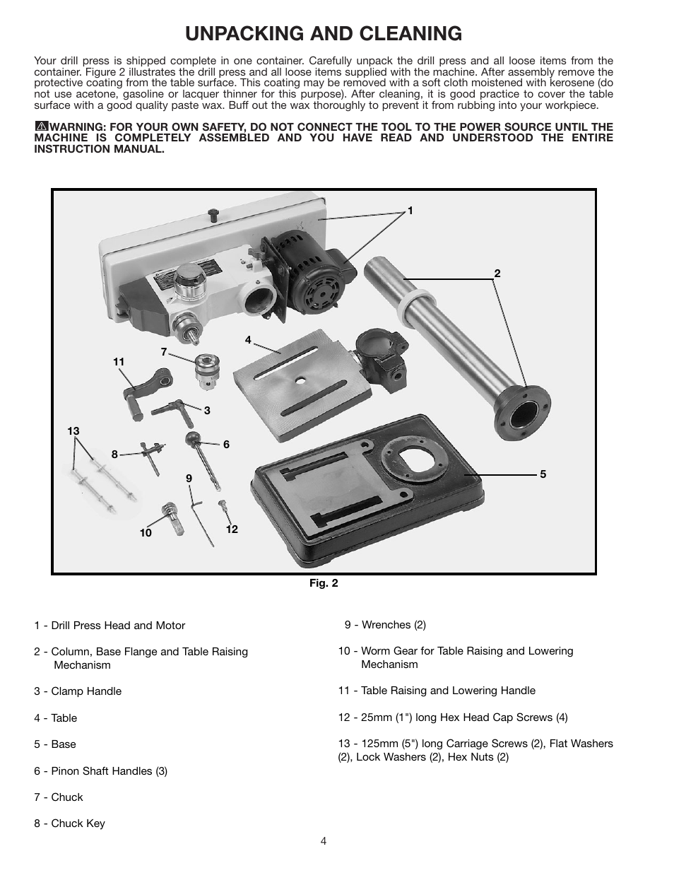 Unpacking and cleaning | Delta 11-990C User Manual | Page 4 / 16