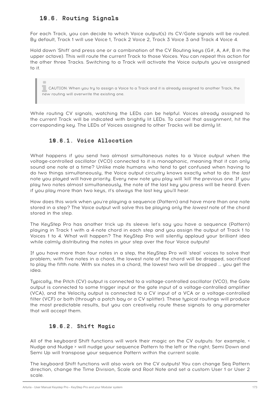 Routing signals, Voice allocation, Shift magic | Arturia KeyStep Pro Keyboard with Advanced Sequencer and Arpeggiator User Manual | Page 179 / 186