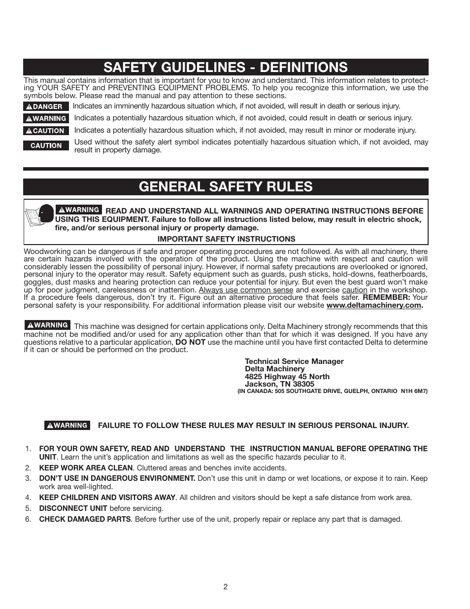 Delta 50-875 User Manual | Page 2 / 11