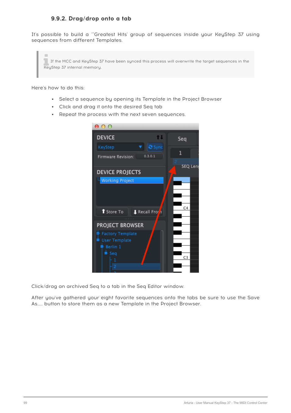 Drag/drop onto a tab | Arturia KeyStep 37 MIDI Keyboard Controller and Sequencer User Manual | Page 104 / 119