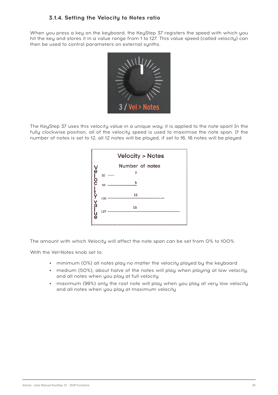 Setting the velocity to notes ratio | Arturia KeyStep 37 MIDI Keyboard Controller and Sequencer User Manual | Page 33 / 119