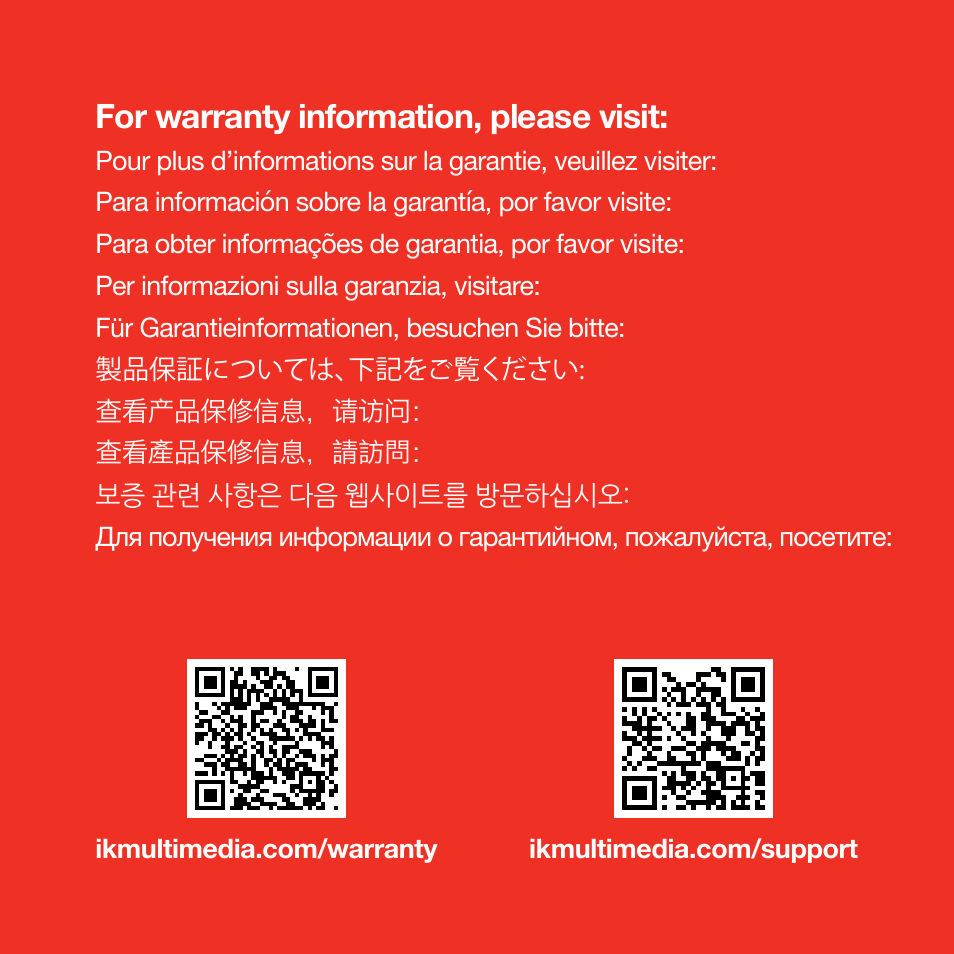 For warranty information, please visit | IK Multimedia iRig Keys 2 Mini 25-Mini-Key USB MIDI Keyboard Controller User Manual | Page 15 / 16
