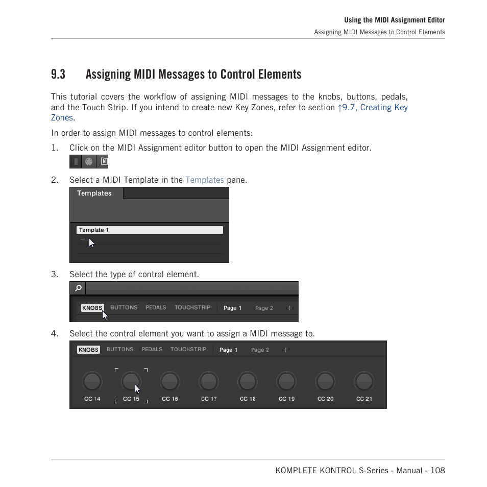 Assigning midi messages to control elements, 3 assigning midi messages to control elements | Native Instruments KOMPLETE KONTROL S88 MK2 88-Key Controller for KOMPLETE User Manual | Page 108 / 266