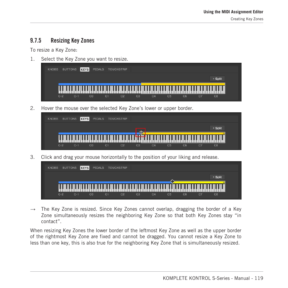 Resizing key zones, 5 resizing key zones | Native Instruments KOMPLETE KONTROL S88 MK2 88-Key Controller for KOMPLETE User Manual | Page 119 / 266