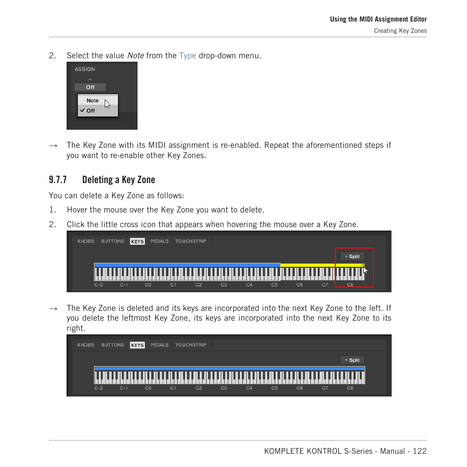 Deleting a key zone, 7 deleting a key zone | Native Instruments KOMPLETE KONTROL S88 MK2 88-Key Controller for KOMPLETE User Manual | Page 122 / 266