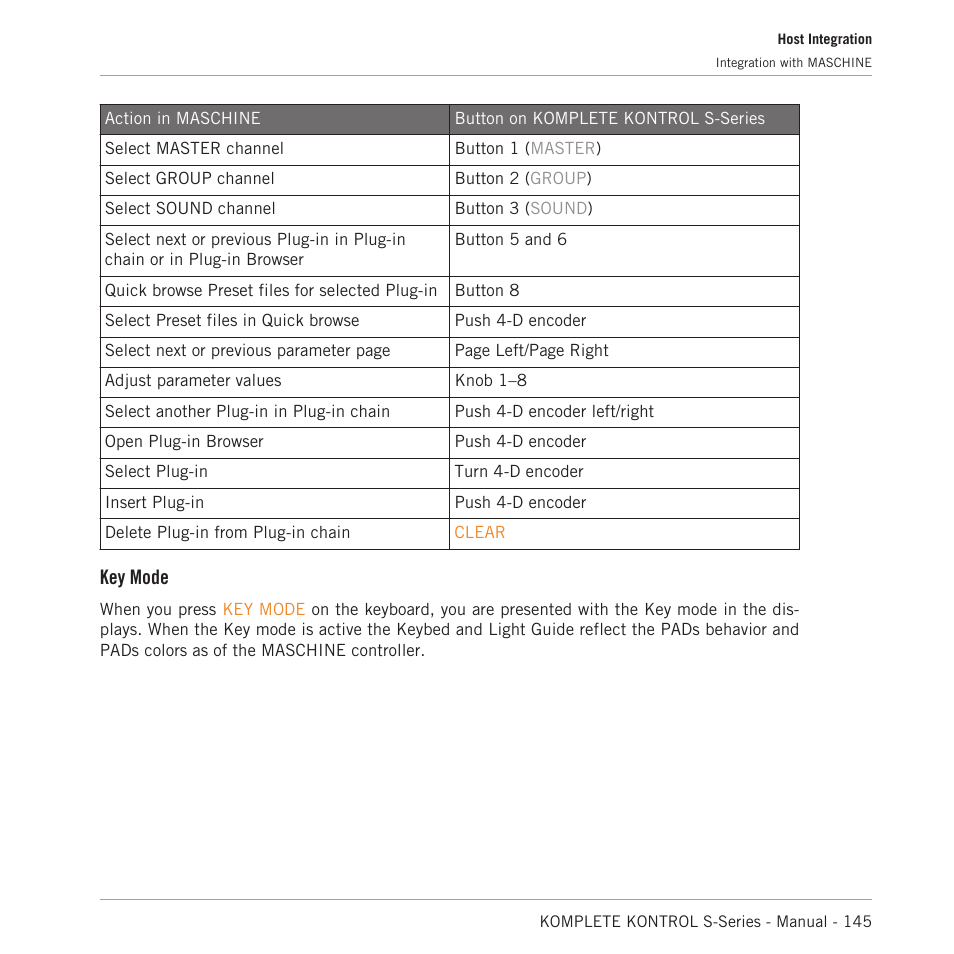 Key mode | Native Instruments KOMPLETE KONTROL S88 MK2 88-Key Controller for KOMPLETE User Manual | Page 145 / 266