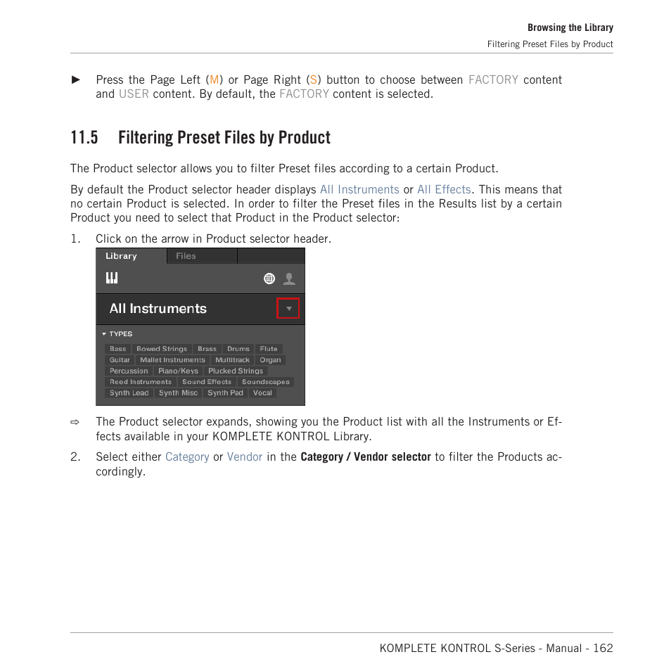 Filtering preset files by product, 5, filtering preset files by product, 5 filtering preset files by product | Native Instruments KOMPLETE KONTROL S88 MK2 88-Key Controller for KOMPLETE User Manual | Page 162 / 266