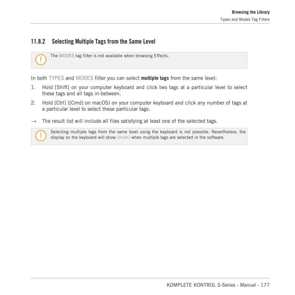 Selecting multiple tags from the same level, 2 selecting multiple tags from the same level | Native Instruments KOMPLETE KONTROL S88 MK2 88-Key Controller for KOMPLETE User Manual | Page 177 / 266