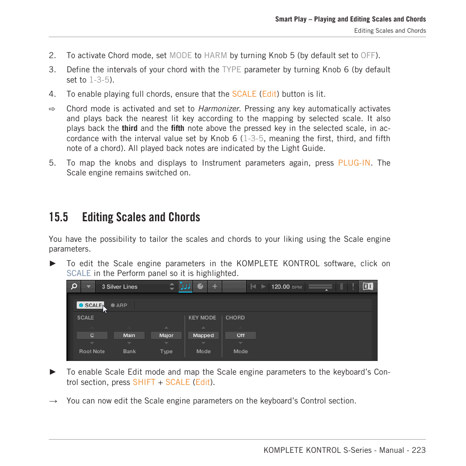Editing scales and chords, 5 editing scales and chords | Native Instruments KOMPLETE KONTROL S88 MK2 88-Key Controller for KOMPLETE User Manual | Page 223 / 266