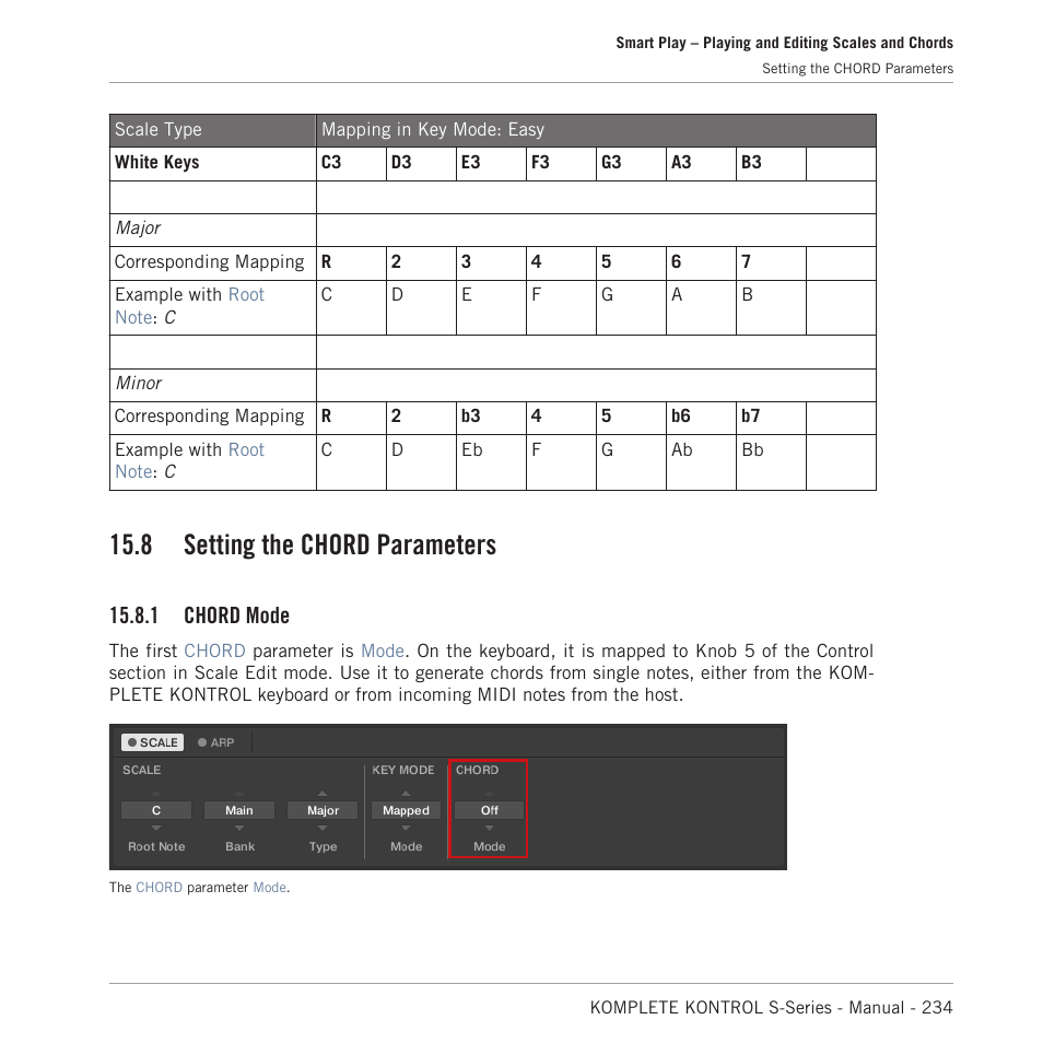Setting the chord parameters, Chord mode, 8 setting the chord parameters | 1 chord mode | Native Instruments KOMPLETE KONTROL S88 MK2 88-Key Controller for KOMPLETE User Manual | Page 234 / 266