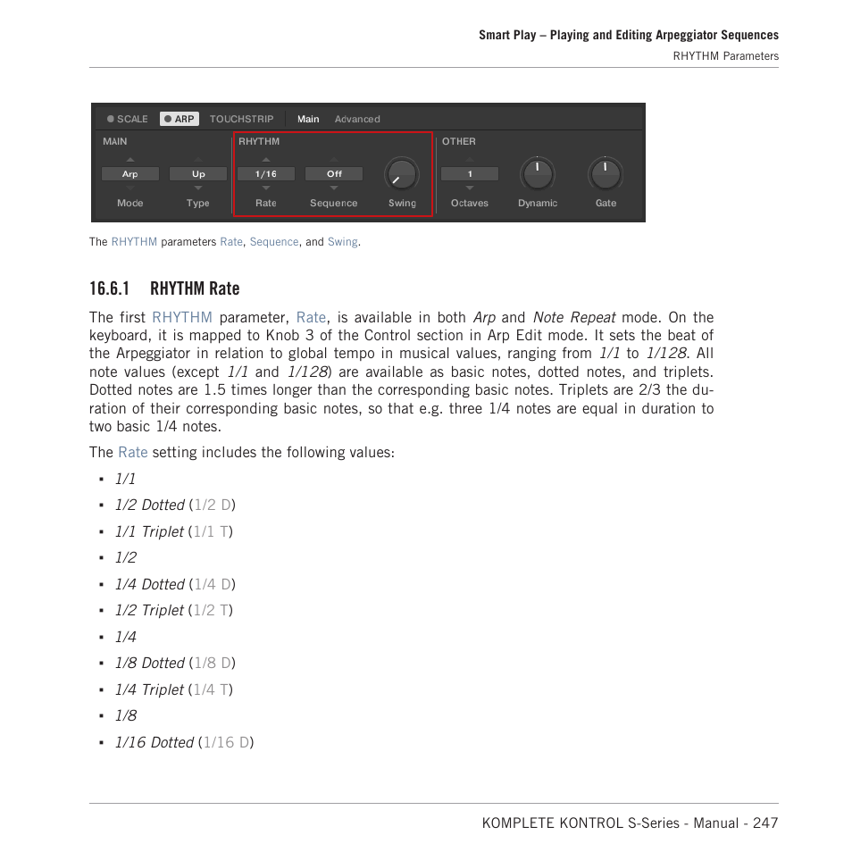 Rhythm rate, 1 rhythm rate | Native Instruments KOMPLETE KONTROL S88 MK2 88-Key Controller for KOMPLETE User Manual | Page 247 / 266
