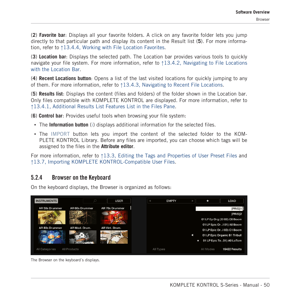 Browser on the keyboard, 4 browser on the keyboard | Native Instruments KOMPLETE KONTROL S88 MK2 88-Key Controller for KOMPLETE User Manual | Page 50 / 266