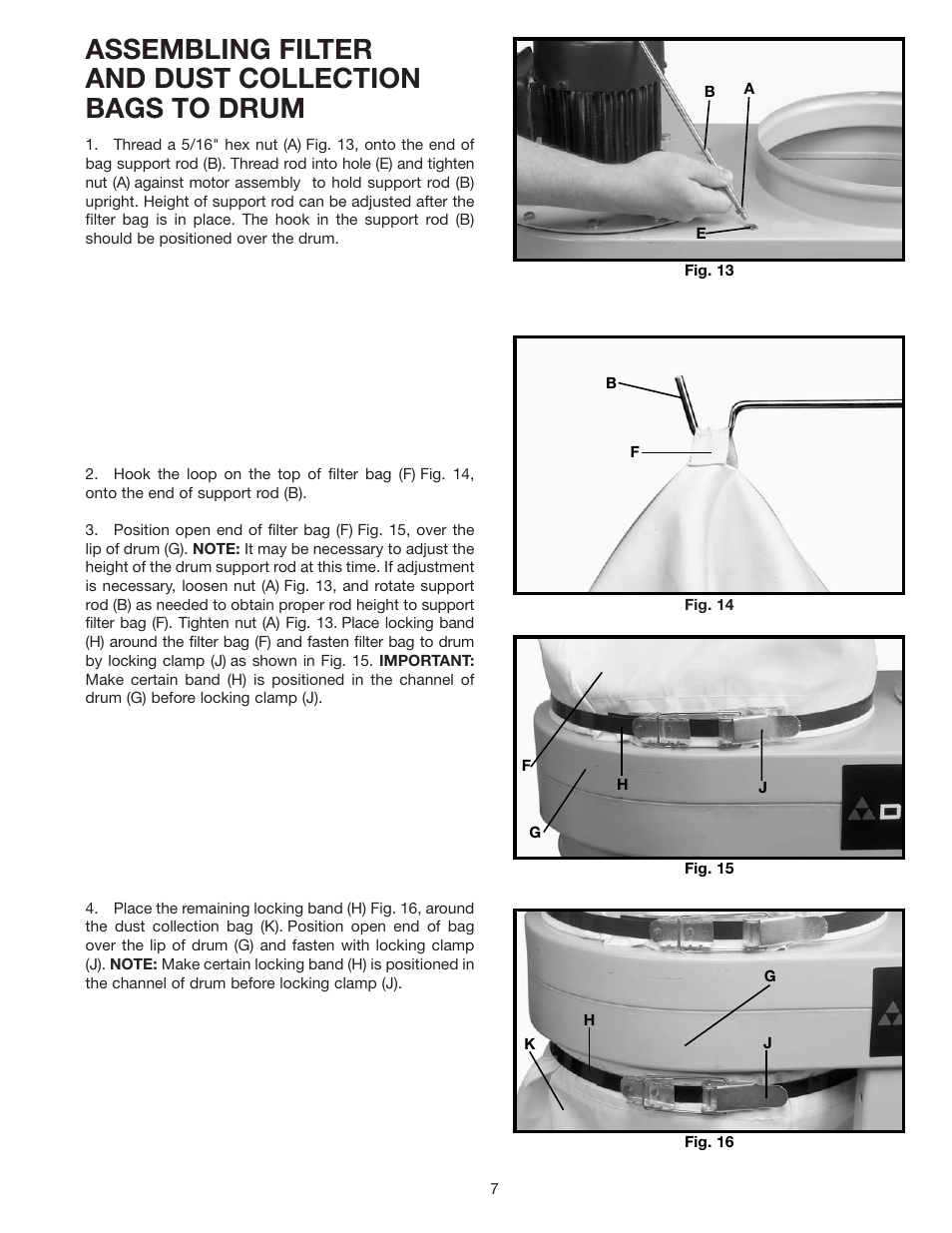 Assembling filter and dust collection bags to drum | Delta 50-775 User Manual | Page 7 / 12