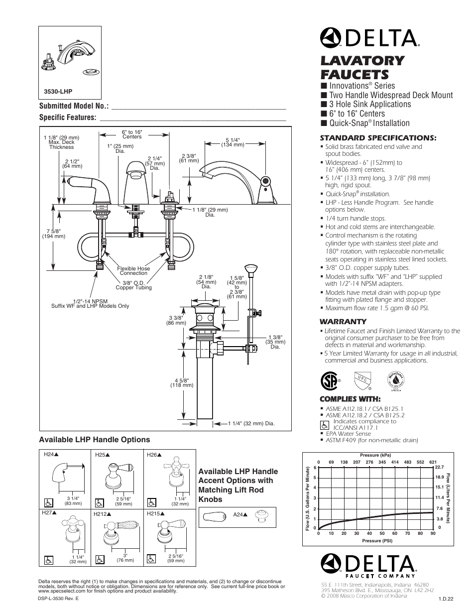 Delta 3530-LHP User Manual | 1 page