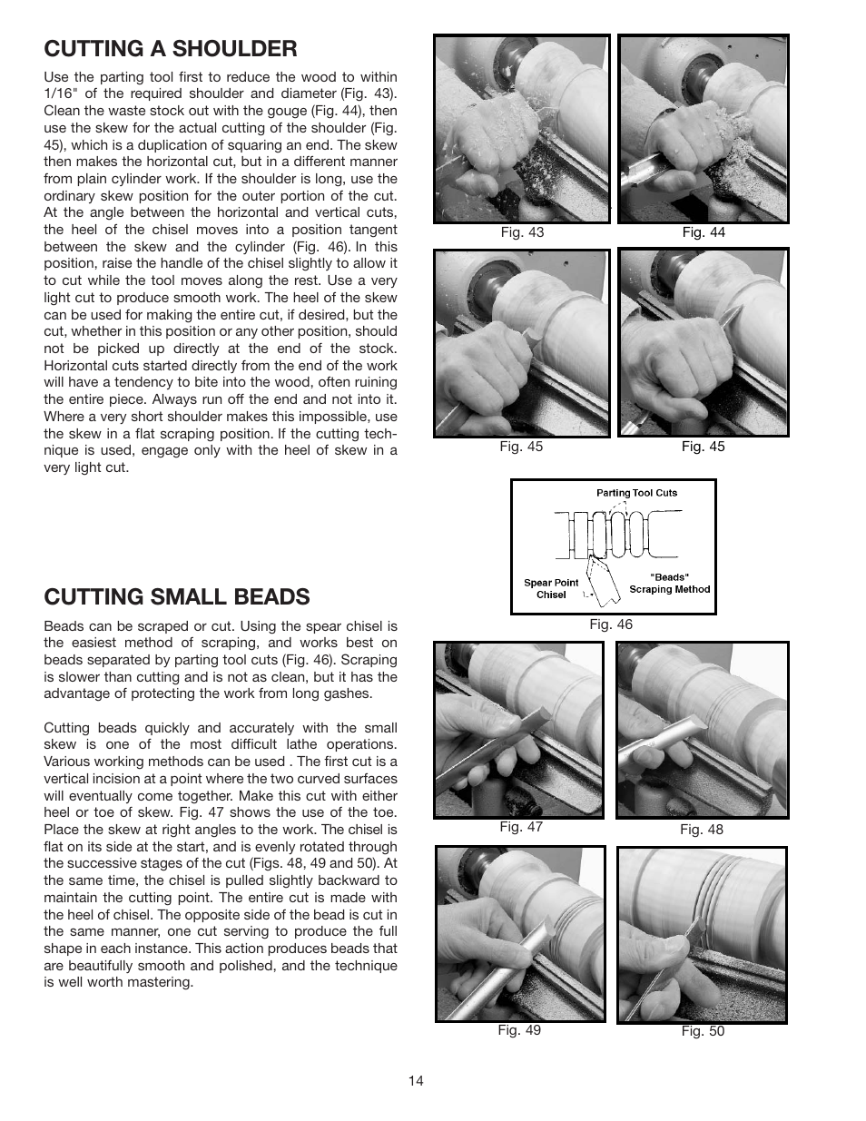 Cutting a shoulder, Cutting small beads | Delta 46-715 User Manual | Page 14 / 24