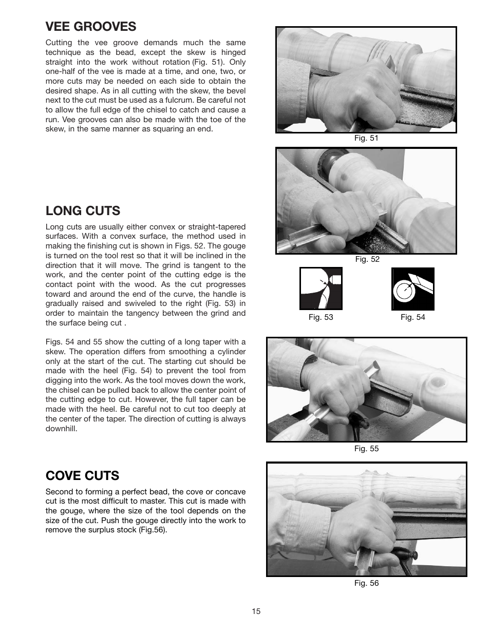 Vee grooves, Long cuts, Cove cuts | Delta 46-715 User Manual | Page 15 / 24