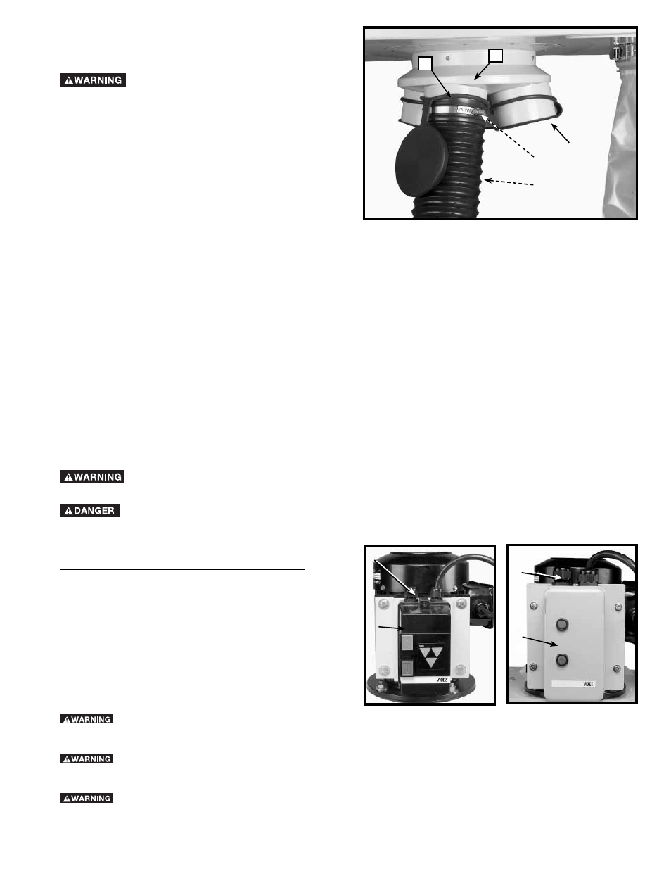 Attaching accessory hose to intake port, Single and three phase wiring | Delta 50-764 User Manual | Page 13 / 48