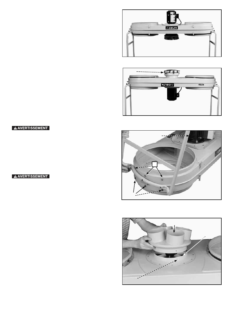 Assemblage alternatif, Assemblage des goulottes à poussière | Delta 50-764 User Manual | Page 24 / 48