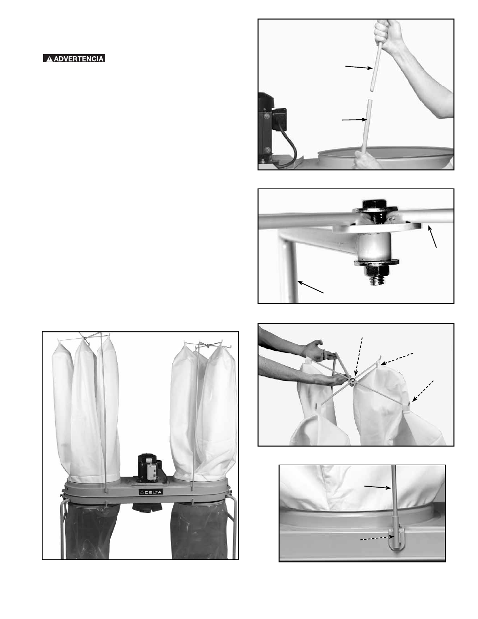 Cómo conectar las bolsas de filtro superiores | Delta 50-764 User Manual | Page 41 / 48